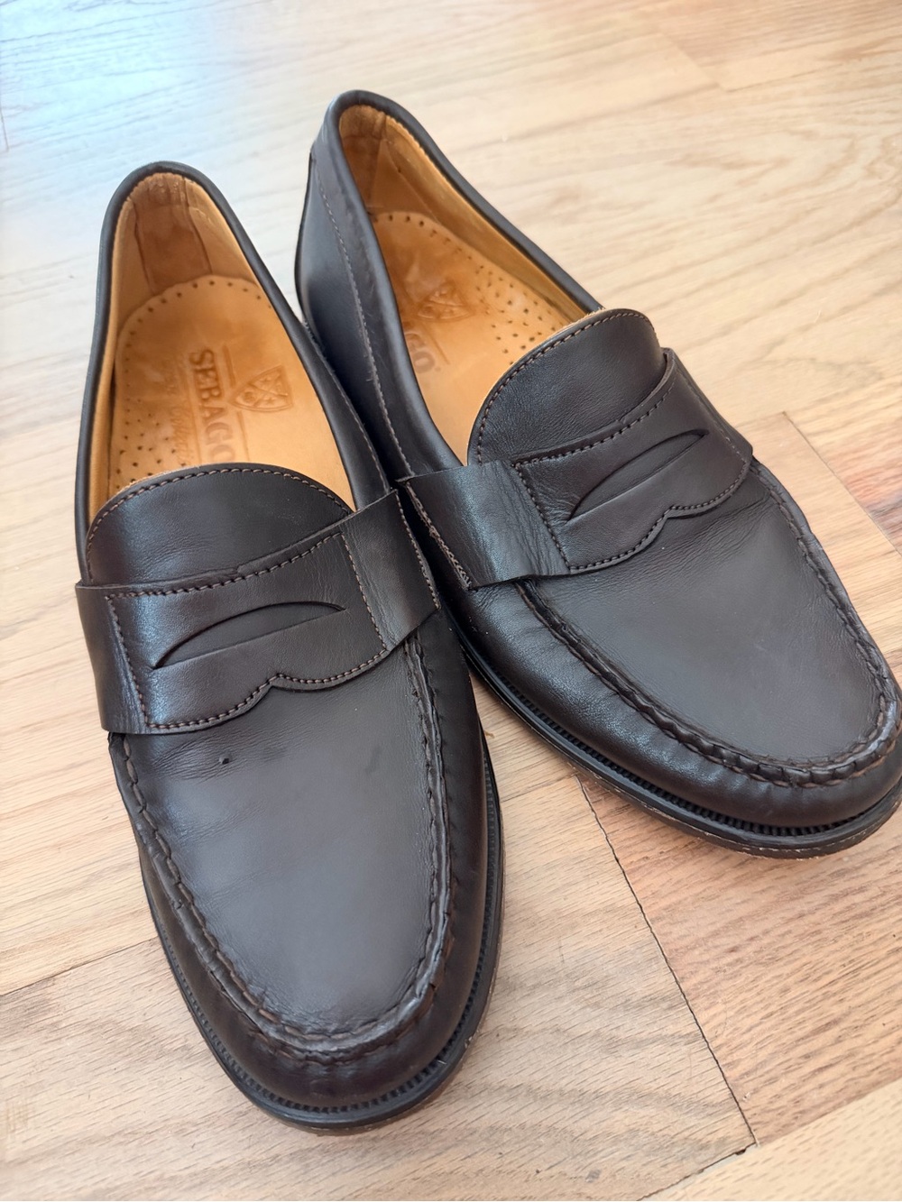 Sebago Dark Brown Leather Penny Loafers